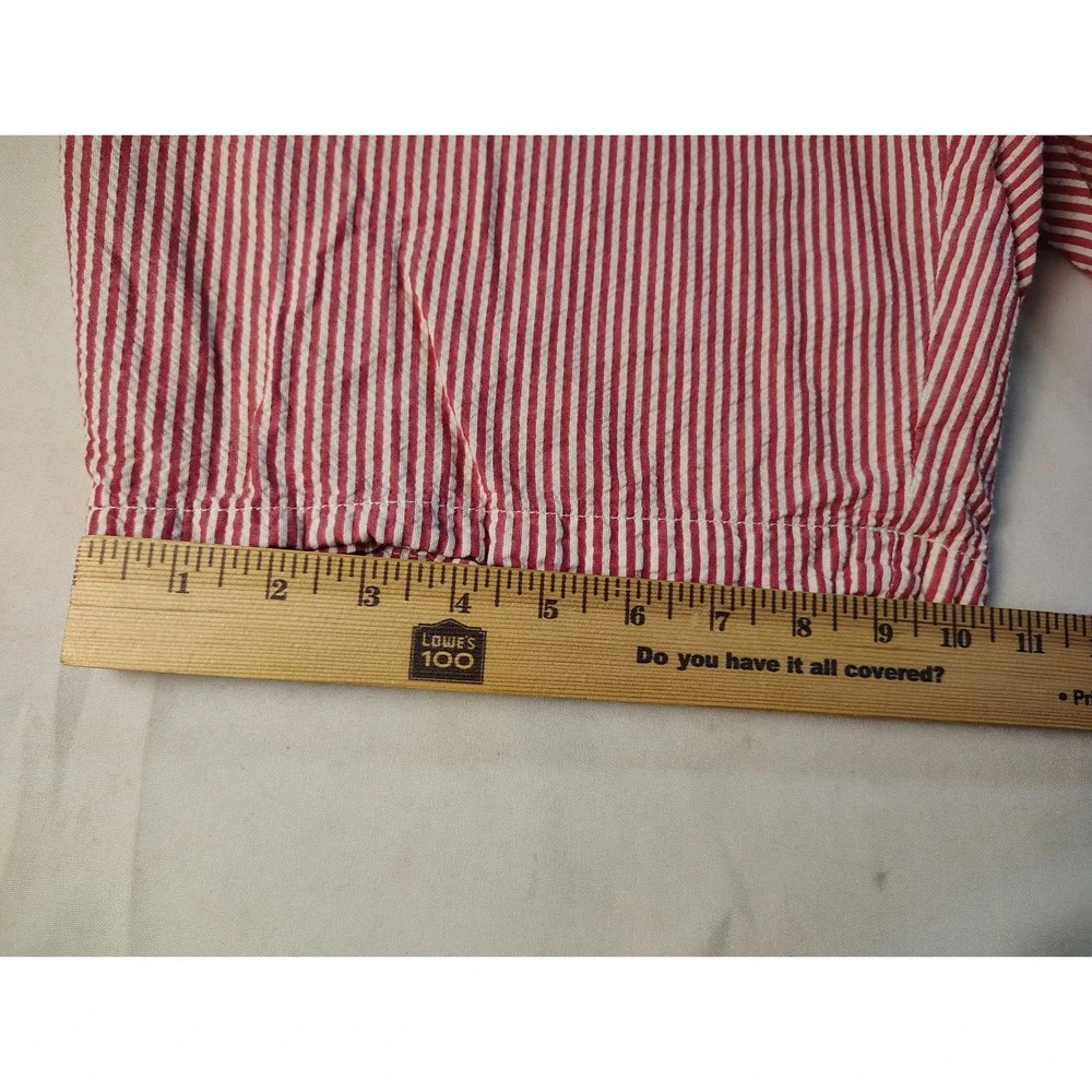 Polo Ralph Lauren Mens Red White Striped Seersucker Shorts Size 42 Y2K Designer